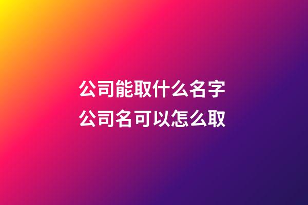 公司能取什么名字 公司名可以怎么取-第1張-公司起名-玄機派